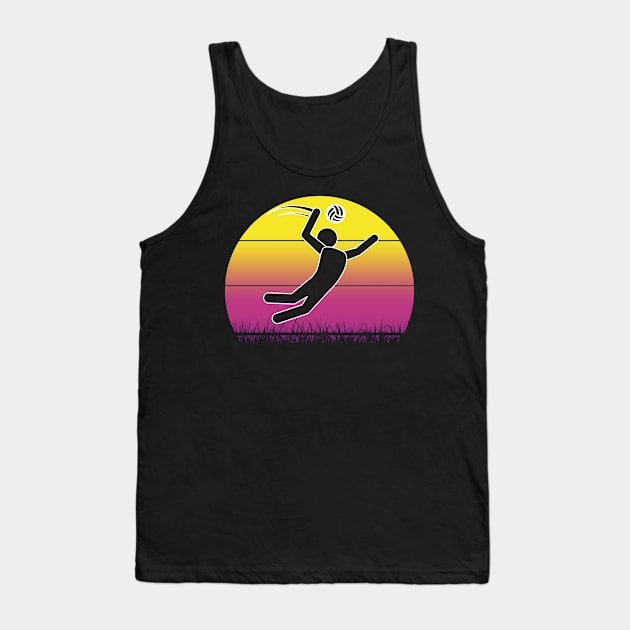 Travel back in time with beach volleyball - Retro Sunsets shirt featuring a player! Tank Top by Gomqes